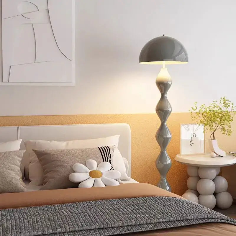 Modern gray decorbites led mushroom floor lamp with sleek twisted metallic base for living room bedroom lighting