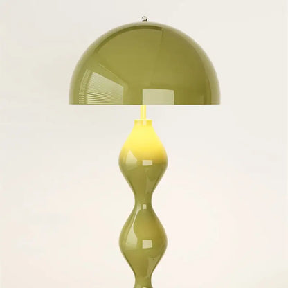 Olive green metallic decorbites led mushroom floor lamp with sleek hourglass base for living room and bedroom lighting