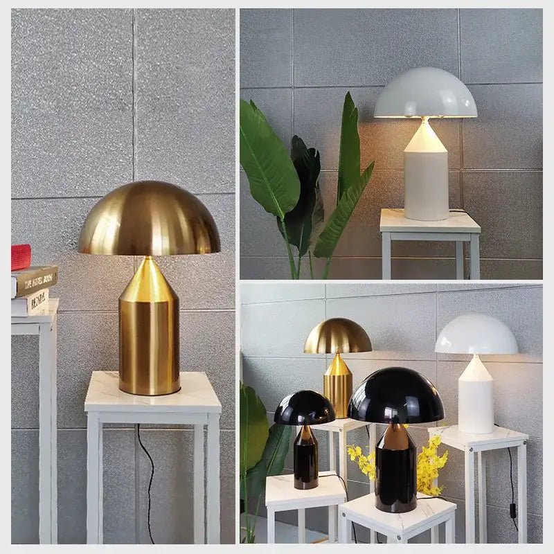 Gold-finished metal DecorBites led mushroom table lamp with sleek modern design for living room and bedroom use