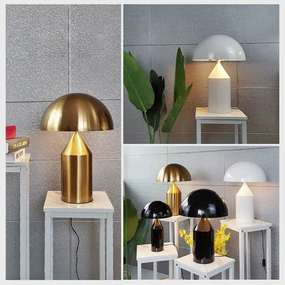 Gold-finished metal DecorBites led mushroom table lamp with sleek modern design for living room and bedroom use
