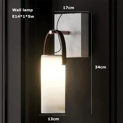 Modern minimalist wall lamp with rectangular frosted glass shade and dark metal frame for decorbites led natural lighting