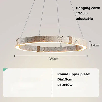 Decorbites led natural stone round linear chandelier with metallic silver textured finish and integrated led lighting