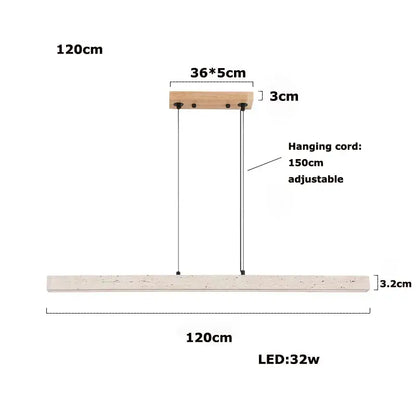Decorbites led natural stone round linear chandelier with rectangular concrete body and wooden adjustable mount