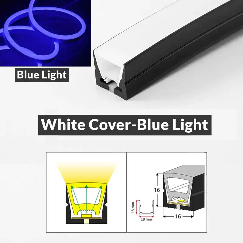 Black and white decorbites led neon rope lights with blue illumination effect for outdoor home decor strip lighting