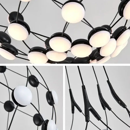 Black and white spherical pendant light with minimalist design by decorbites led net pocket for living room lighting