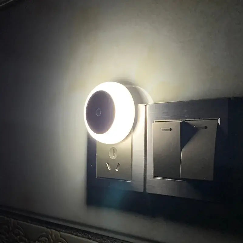 White circular decorbites led night light with smart sensor and soft glow designed for bedroom hallway use