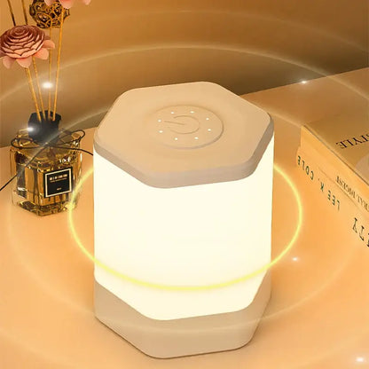 Decorbites led night light soft hexagonal beige body with warm white illumination ring for bedside table lighting