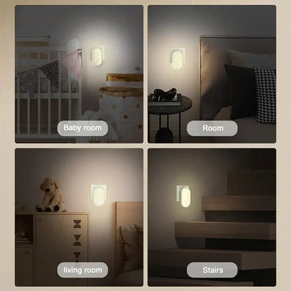 White oval-shaped adhesive decorbites led night light with soft glow and light control induction for bedroom decor