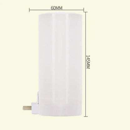 White cylindrical decorbites led night light with frosted plastic body 60mm diameter 145mm height for bedside use