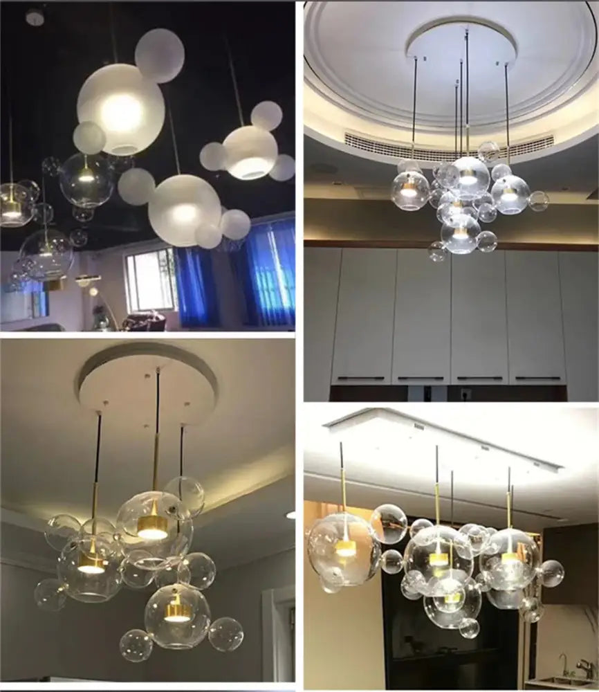 Clear glass bubble chandelier with gold-toned fixtures featuring led nordic bubble design for decor led home lighting
