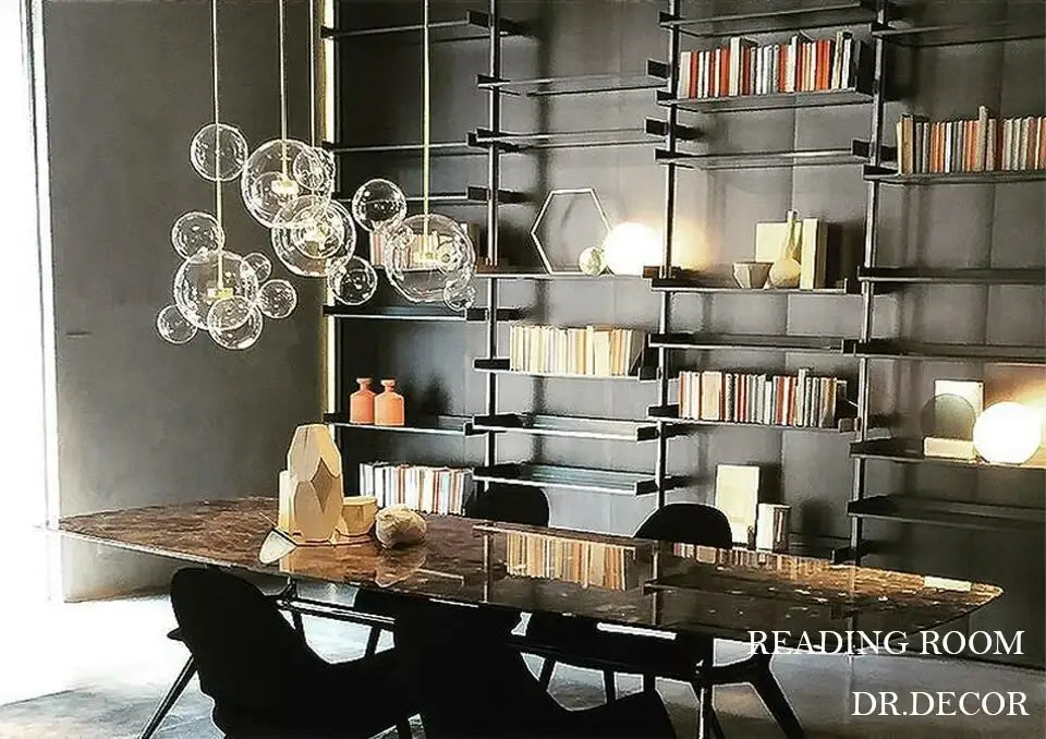 Modern glass bubble pendant light with clear spherical bulbs and thin metallic cords decor led nordic bubble chandelier