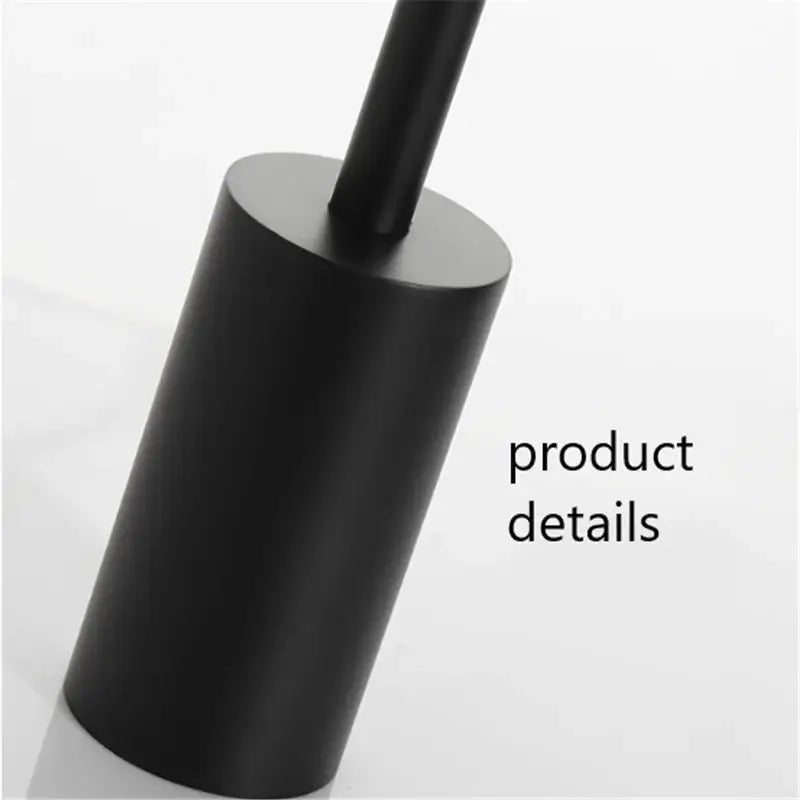 Black cylindrical toilet brush holder with matte finish shown alongside decorbites led nordic floor lamp for modern lighting