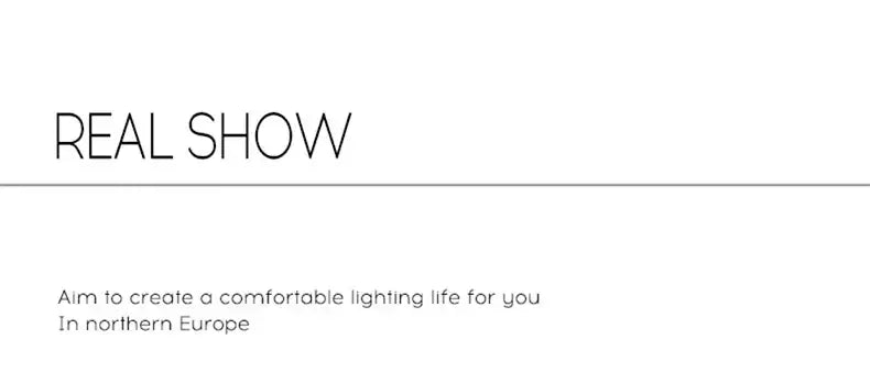 Real show logo with minimalist black text on white background for decorbites™ led nordic flying saucer chandelier product page