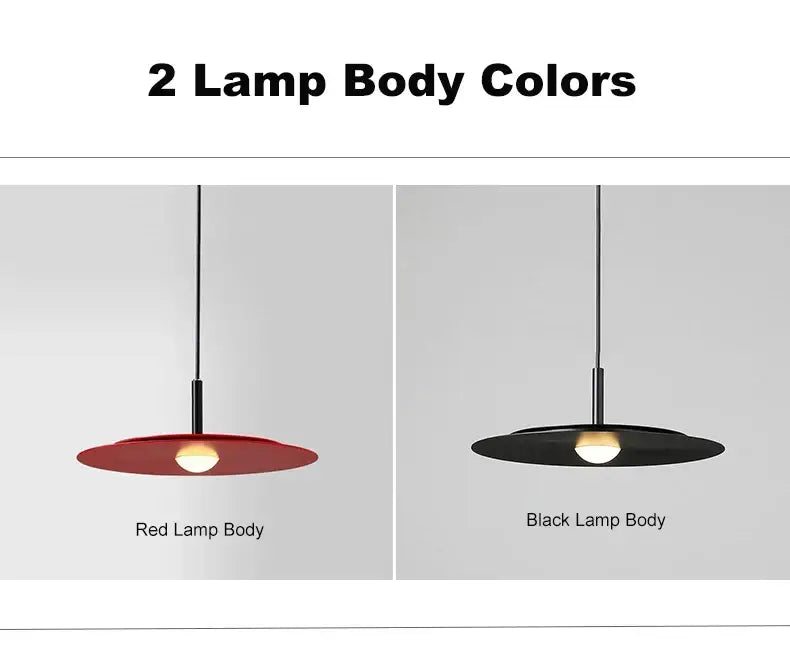 DecorBites™ led nordic flying saucer chandelier with red and black sleek disc-shaped pendant lamps modern decor