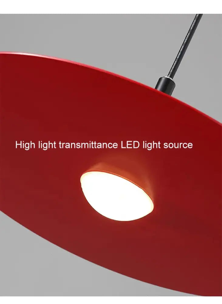 Red circular pendant light with high-light-transmittance led bulb in decorbites™ led nordic flying saucer chandelier