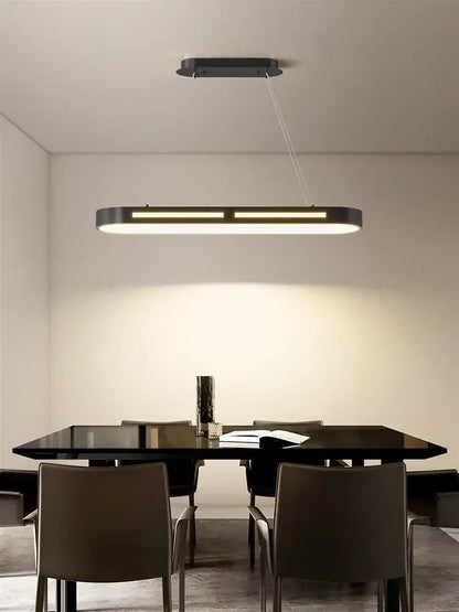 Modern black rectangular pendant light with integrated led lighting from decorbites led office chandelier collection