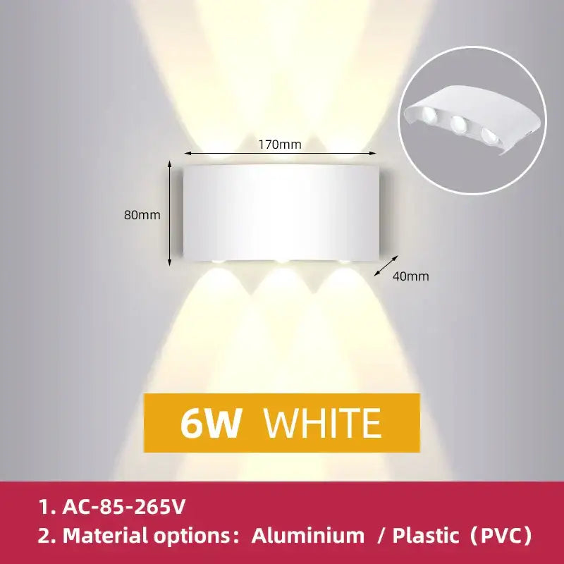 White rectangular wall light with three integrated led bulbs by DecorBites led outdoor in aluminum or pvc for garden use