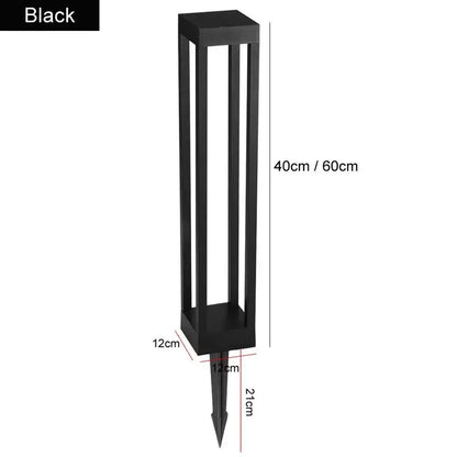 Black rectangular decorbites led outdoor lawn light with sleek modern design and pointed stake for easy garden installation