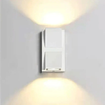 White rectangular wall light with two angled beams from decorbites led outdoor porch waterproof yard lamp single kit
