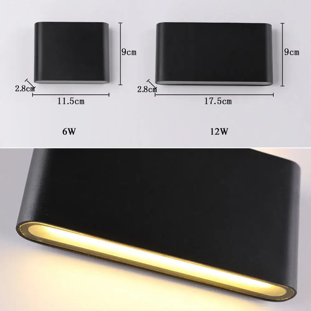 Black rectangular decorbites led outdoor wall lamp with sleek design and warm yellow edge glow for indoor corridor lighting