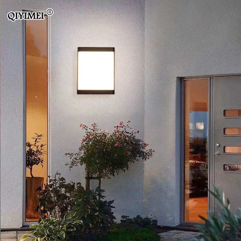 Modern square decorbites led outdoor wall sconce with sleek black frame and bright white led outdoor wall illumination