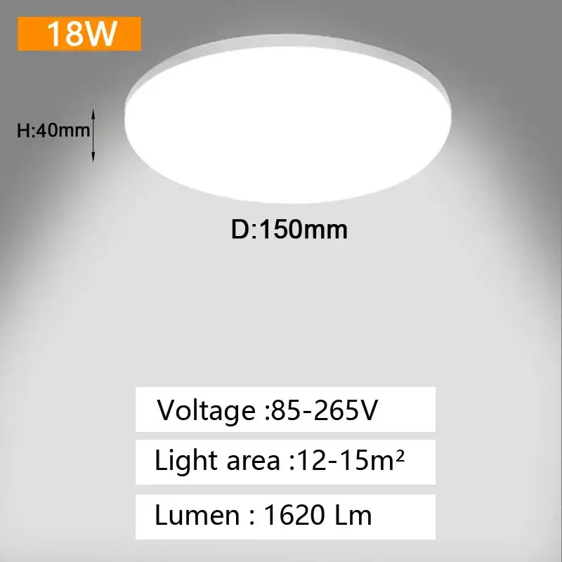 Circular white decorbites led panel ceiling light 150mm diameter 40mm height ideal for bedroom and living room lighting