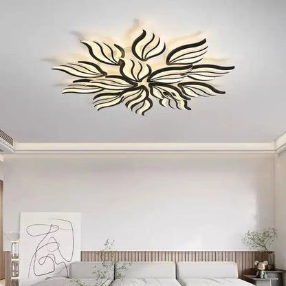 Modern black and white leaf-shaped decorbites led panel ceiling light with sleek minimalist design for living spaces