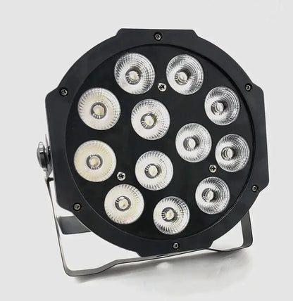 Black circular decorbites led par 12x18w with 12 clear faceted lenses for stage and party lighting use