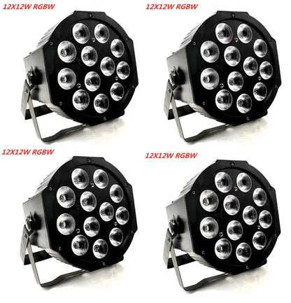 Black decorbites led par 12x18w rgbwa stage light with octagonal housing and multiple circular light emitters for party use