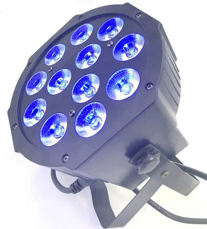 Black octagonal decorbites led par 12x18w with 12 bright blue rgbwa bulbs for stage and party lighting