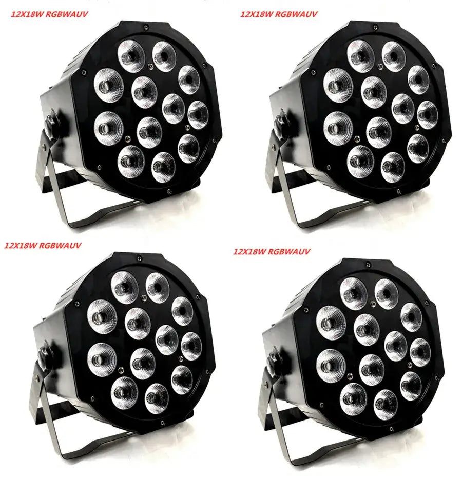 Black decorbites led par 12x18w rgbwa uv stage light with circular array of 12 reflective lenses for party use