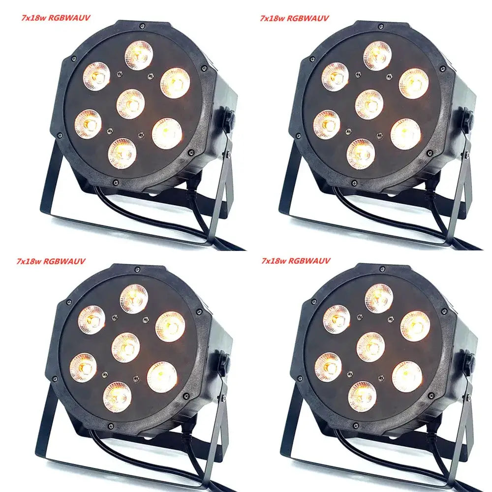 Black circular decorbites led par 12x18w with seven illuminated led bulbs for stage and party lighting