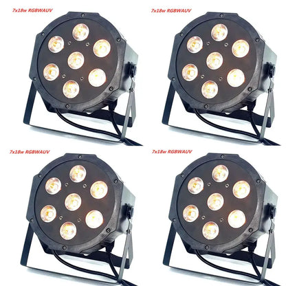 Black circular decorbites led par 12x18w with seven illuminated led bulbs for stage and party lighting