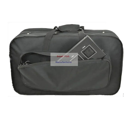 Black padded instrument case with front zippered pocket and top handle for decorbites led par kit storage and transport