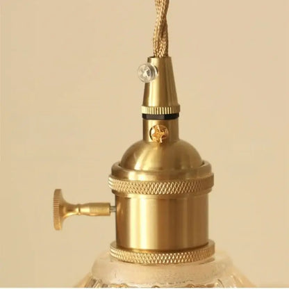 Brass-finished vintage-style lamp socket with textured ridged bands and decorative knob for decorbites led pendant lamp