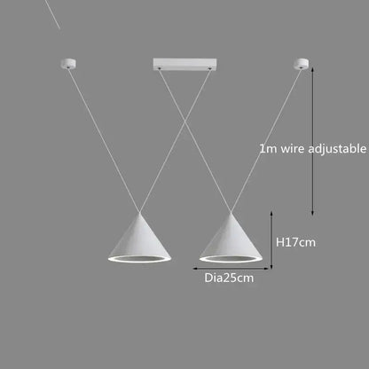 White conical minimalist pendant light with adjustable 1m wires by DecorBites led pendant lamp for kitchen island use