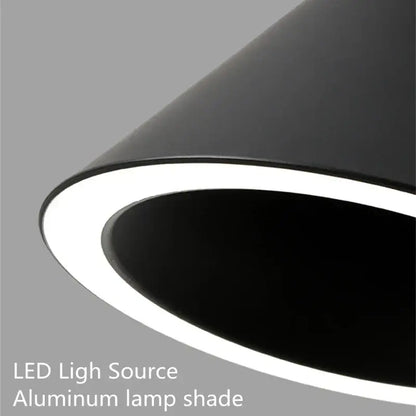 Black conical aluminum decorbites led pendant light with bright white led ring for kitchen island and dining table