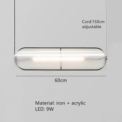 Modern minimalist decorbites led pendant lamp with iron and acrylic oval design and warm 9w led light for home and office