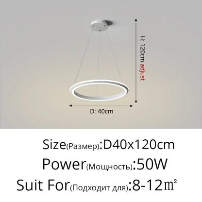 Modern white circular decorbites led pendant lamp with adjustable height 50w power for bedroom kitchen and foyer lighting