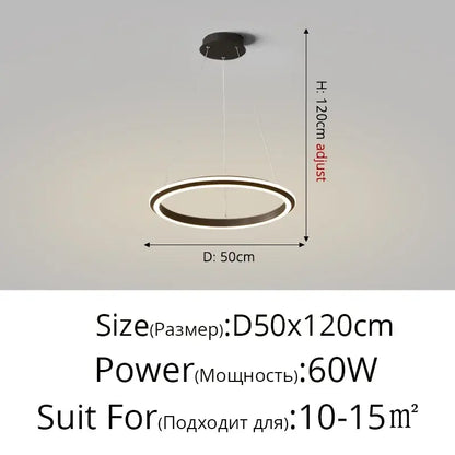 DecorBites led pendant lamp modern minimalist circular design black and white 50cm diameter adjustable height up to 120cm