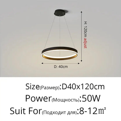 Modern black and gold circular decorbites led pendant lamp with adjustable height for bedroom kitchen and foyer lighting