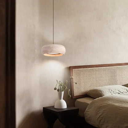 Decorbites led pendant lamp soft pink textured concrete with warm glow adjustable wabi sabi style pendant lamp
