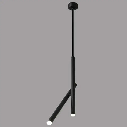 Black minimalist decorbites led pendant light with two angled cylindrical arms and bright white led bulbs for living room