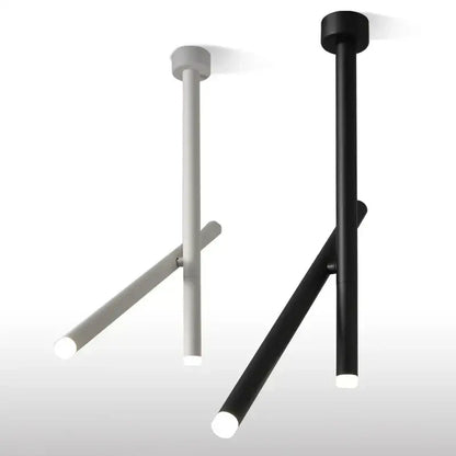 Minimalist decorbites led pendant light with adjustable matte black and white aluminum rods for modern living spaces