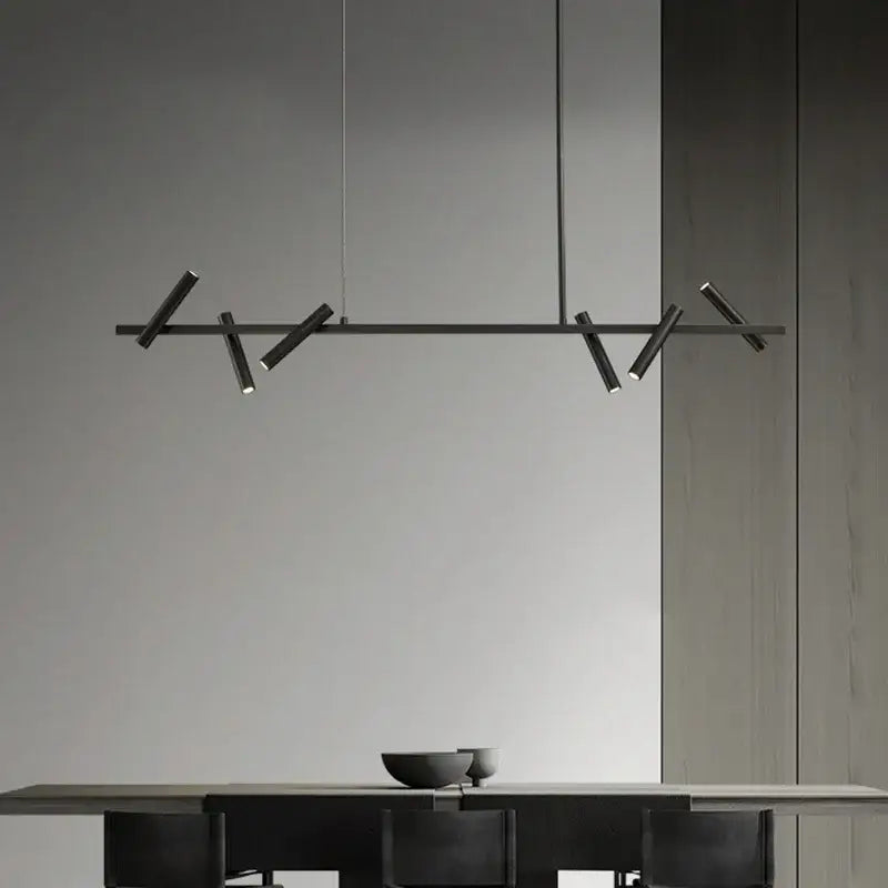 Modern black metal decorbites led pendant light chandelier with angular minimalist design and adjustable lighting