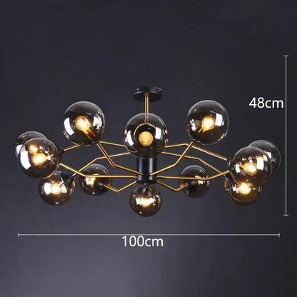 Modern chandelier pendant lights with black hub gold metal arms and smoked glass globes for dining room decorbites led pendant