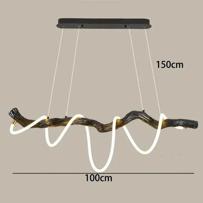 A decorbites led pendant light with a dark textured branch design and integrated white led lighting for modern decor