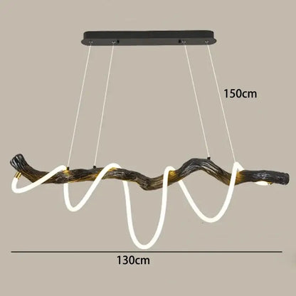 Black and gold textured branch-shaped decorbites led pendant light with integrated white led lighting for modern home decor