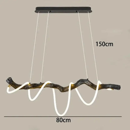 DecorBites led pendant light featuring a dark textured branch design with glowing white led strips for modern decor