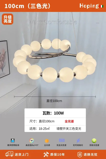 DecorBites™ modern pendant light chandeliers with frosted white spherical bulbs and chrome frame for living room